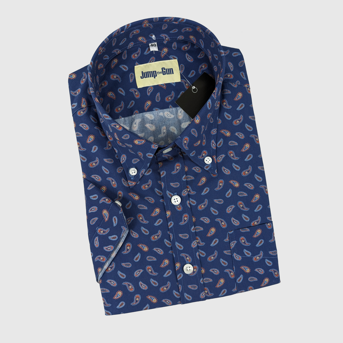 Short Sleeve Button Down - Royal Paisley
