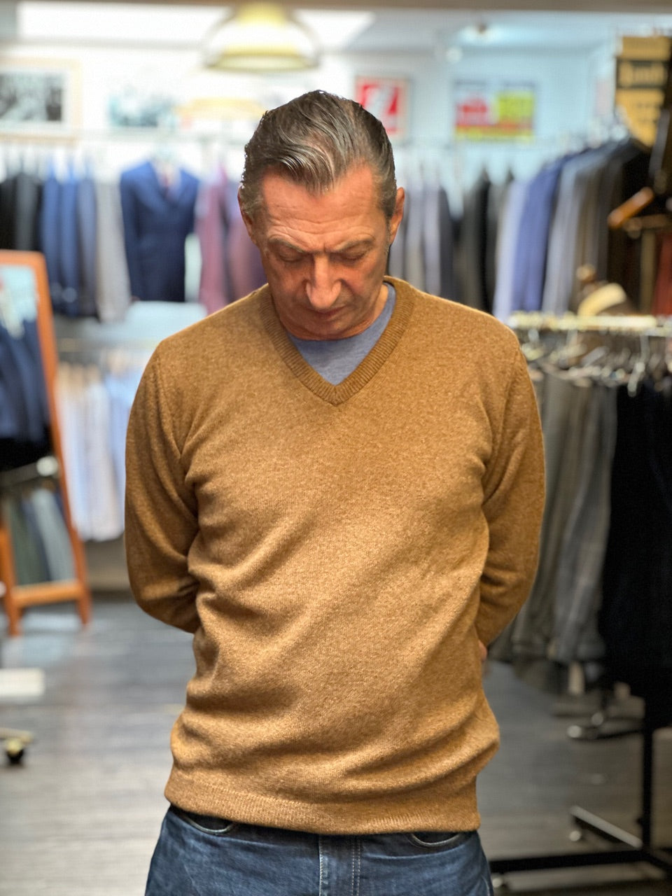 Glenmuir Lambswool V-Neck - Driftwood