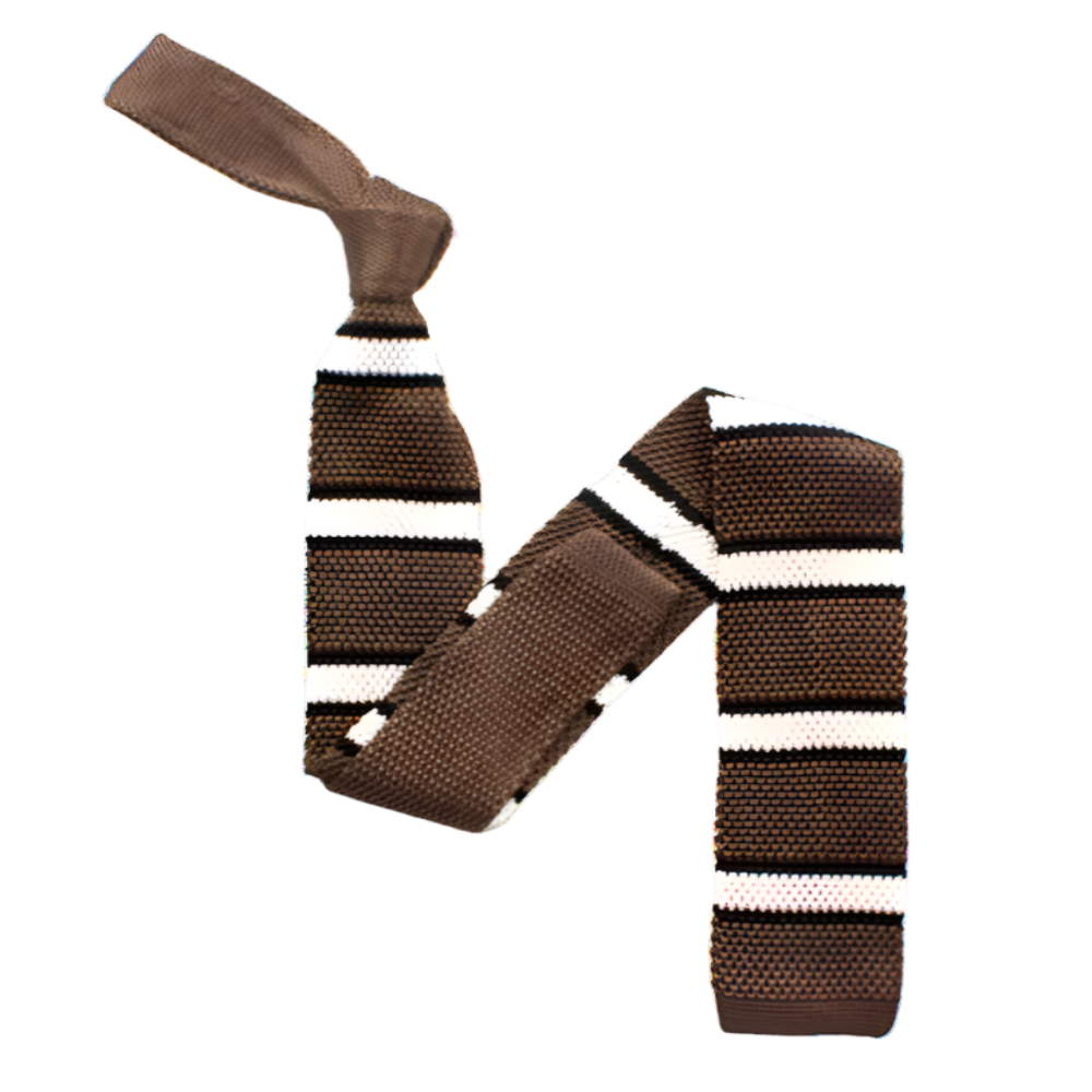 Knitted Silk Tie - Brown / Black / White (Copy)