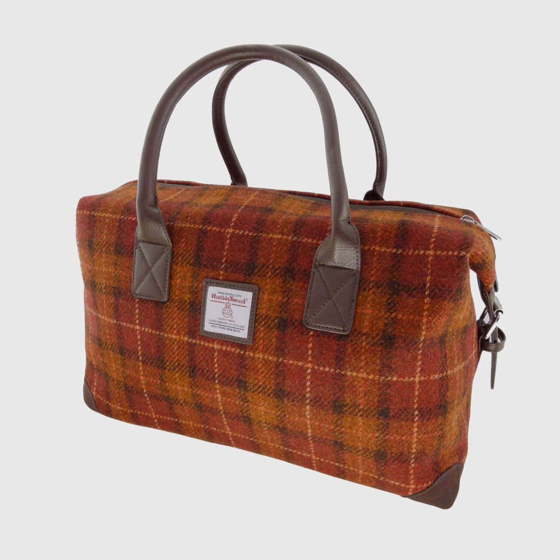 Glen Appin Harris Tweed Overnight Bag - Burnt Orange Tartan