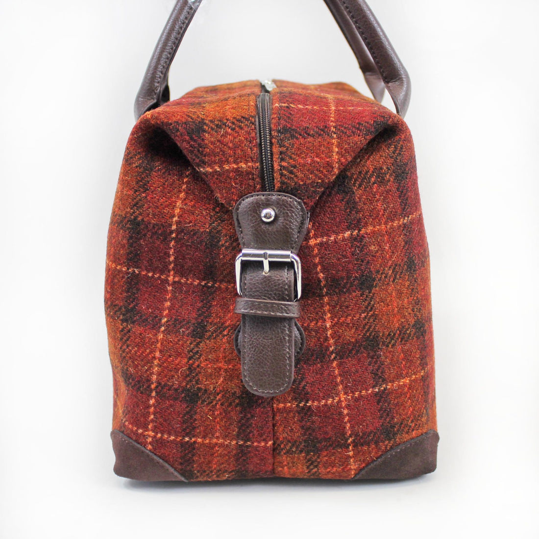 Glen Appin Harris Tweed Overnight Bag - Burnt Orange Tartan