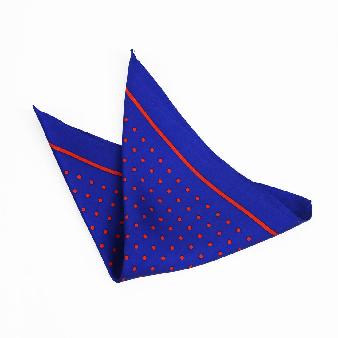 Knightsbridge Silk Pocket Square - Royal Blue/Red Polka