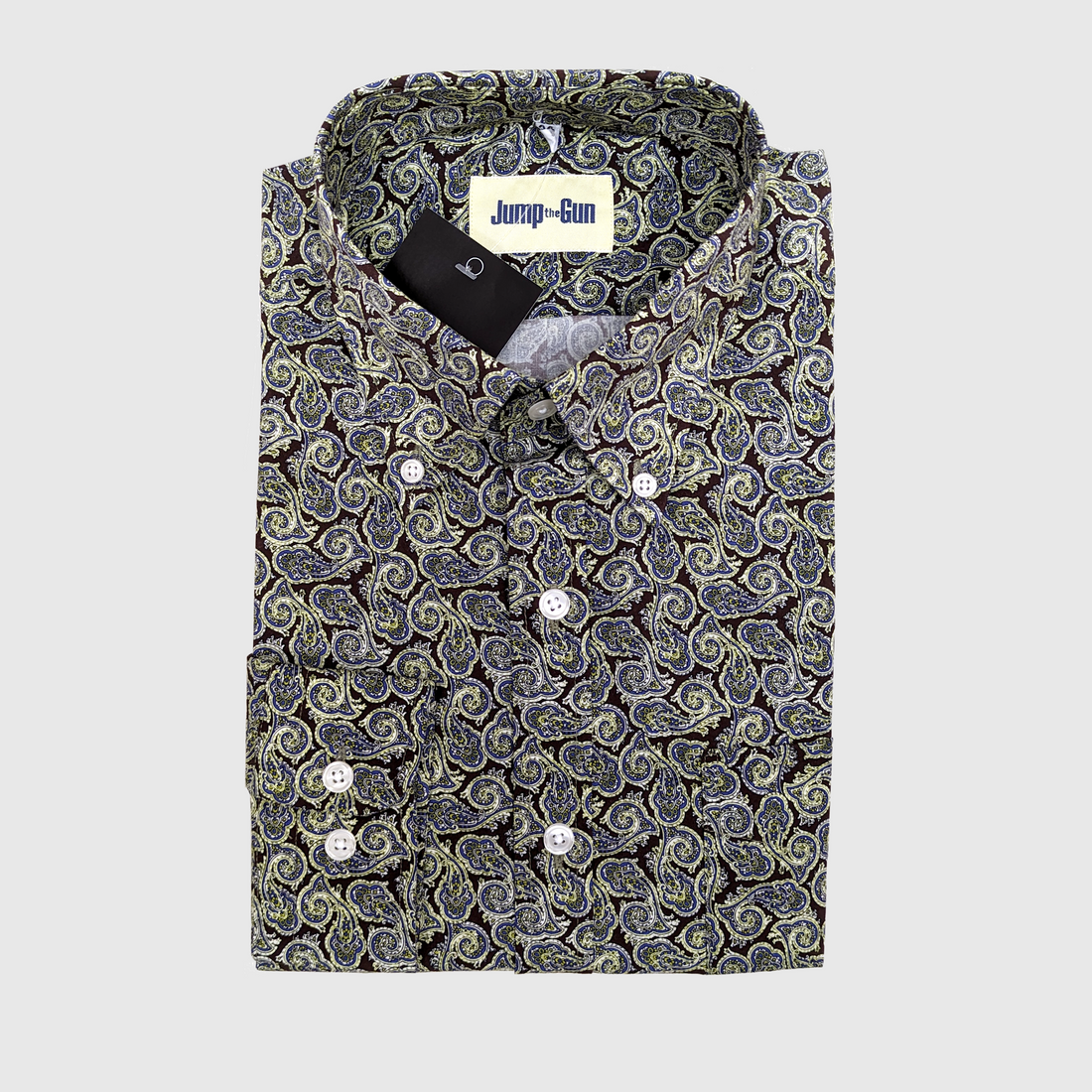 Long Sleeve Button Down - Gold Paisley