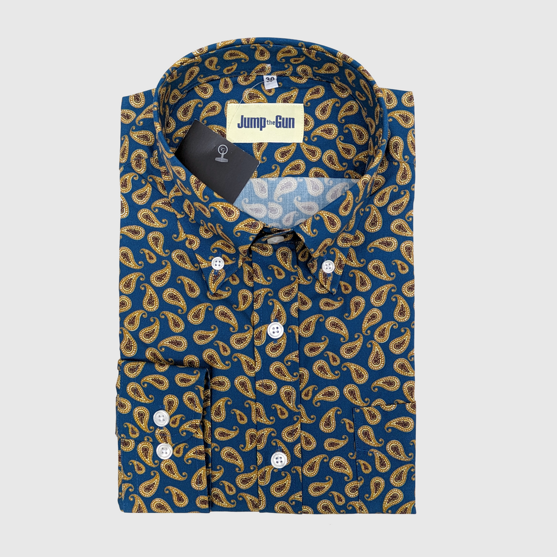 Long Sleeve Button Down - Teal Paisley