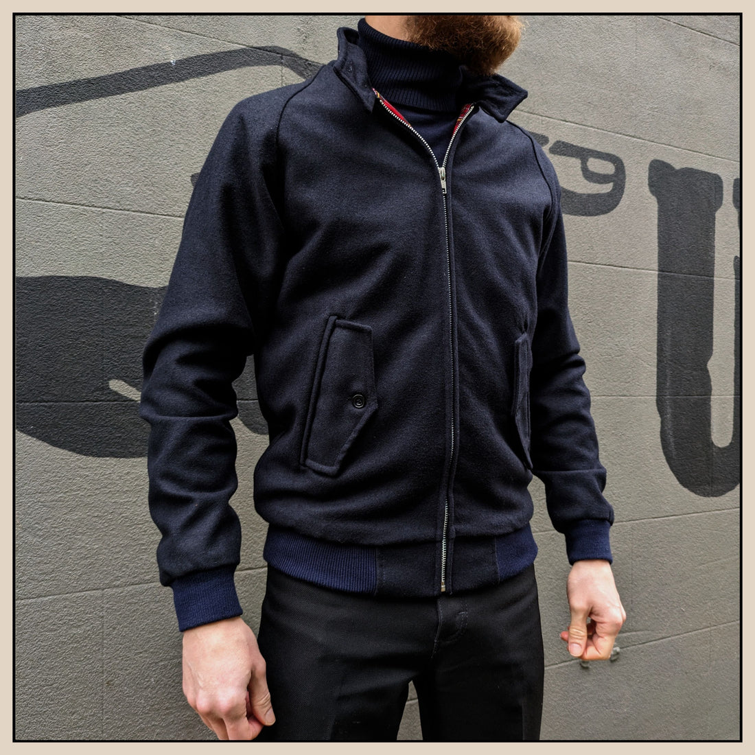 Harrington Jacket - Navy Melton Wool