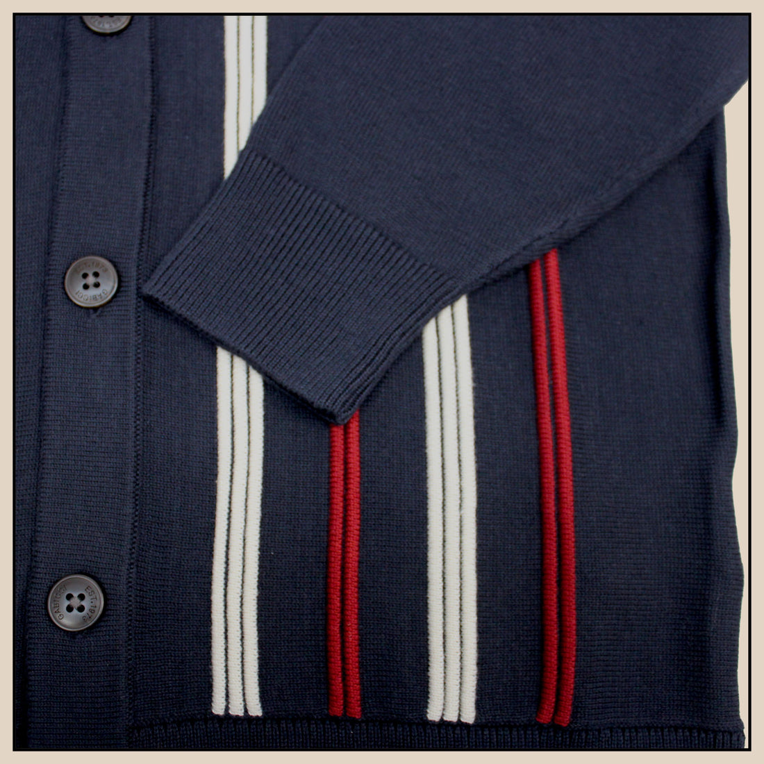 JTG By Gabicci L/S Polo - Navy Stripes