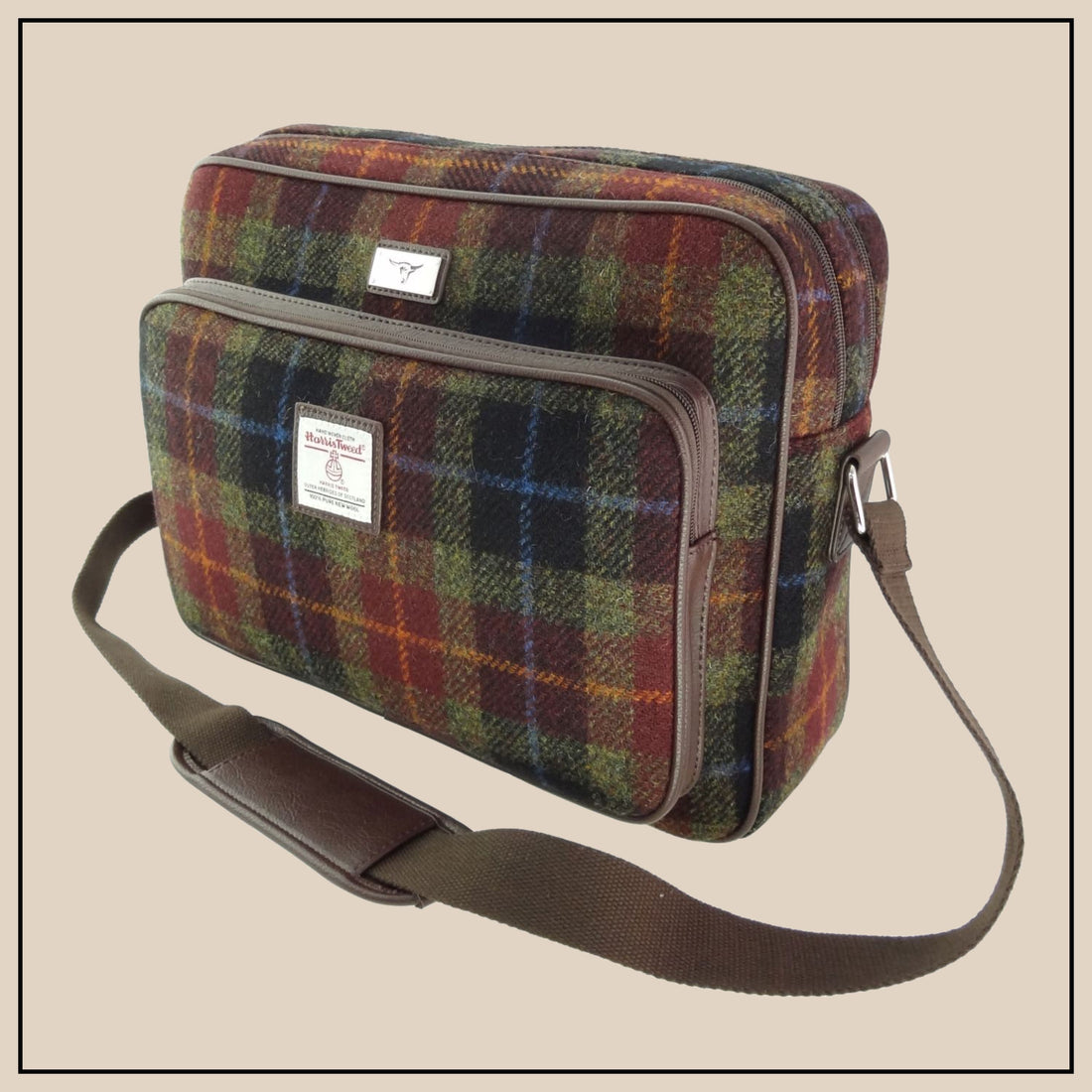 Glen Appin Harris Tweed Messenger Bag - Rust