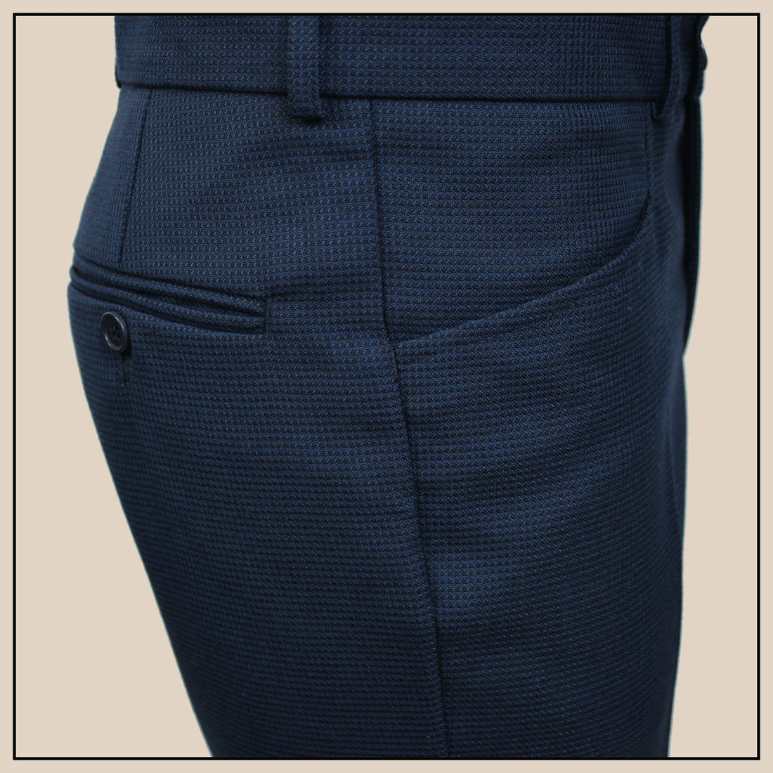 Sta Prest Trousers - Navy Birdseye