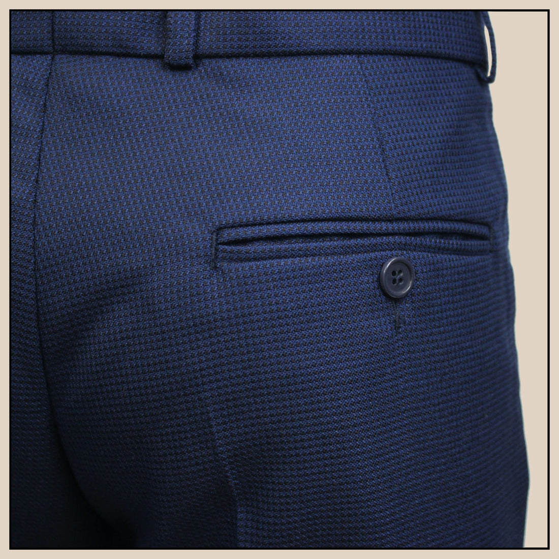 Sta Prest Trousers - Navy Birdseye