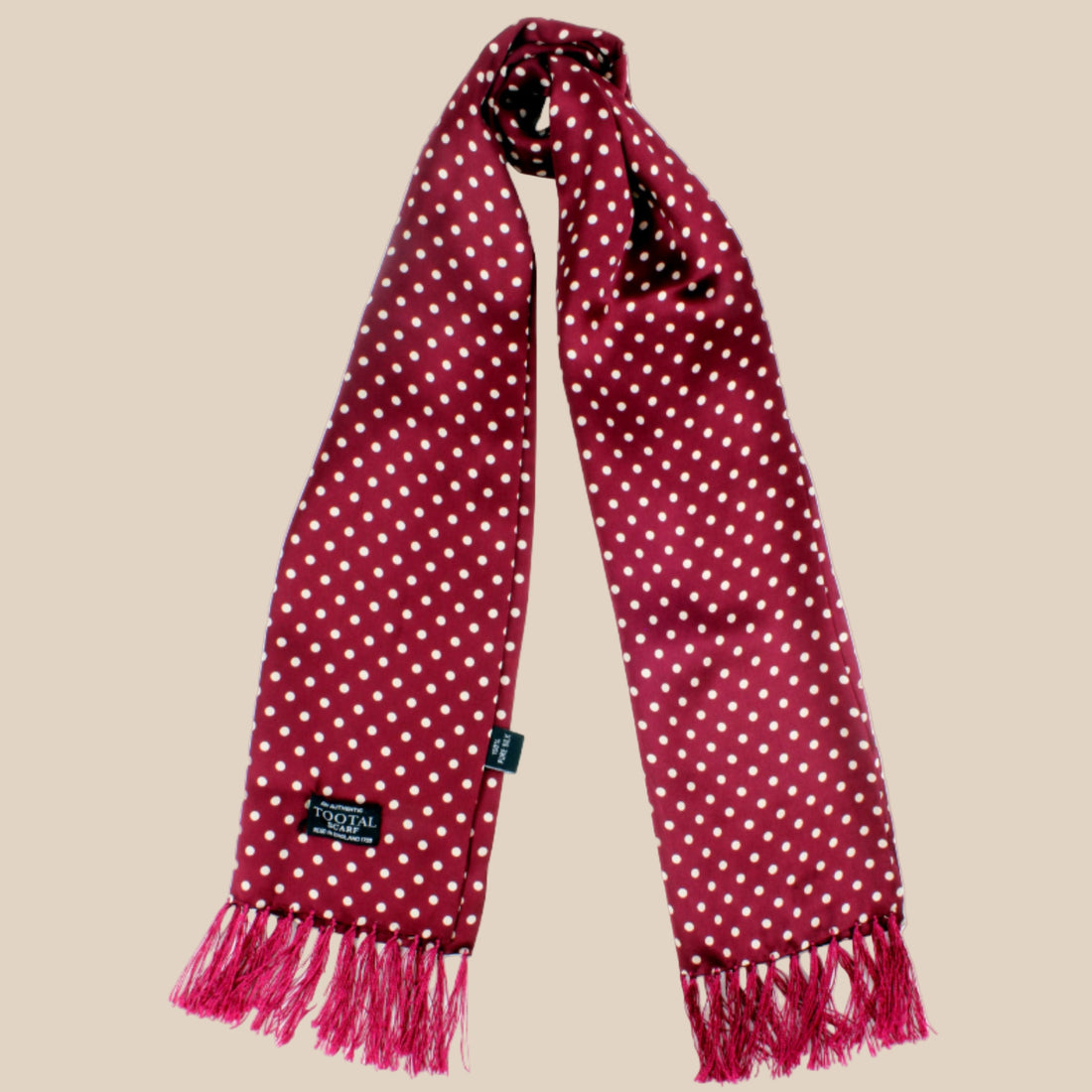 Tootal Silk Scarf Burgundy Polka – Jump The Gun - Main Image