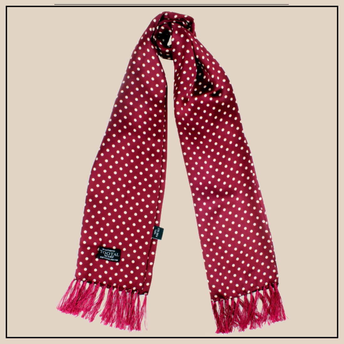 Tootal Silk Scarf - Burgundy Polka