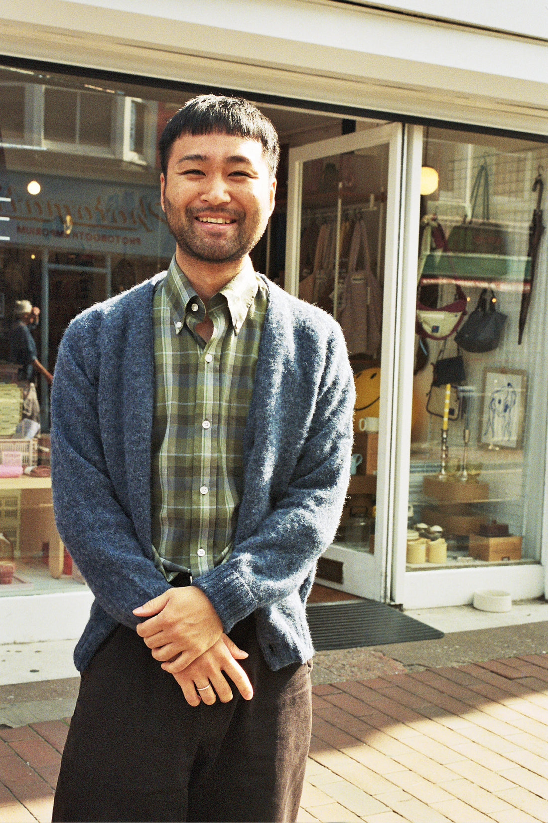 Shetland Wool Seamless Cardigan - Brushed Denim Blue
