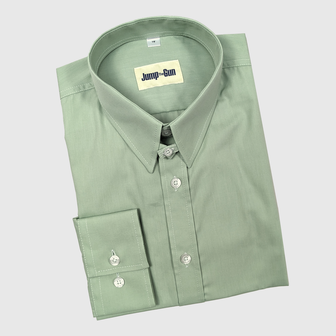 Tab Collar Shirt - Mint Poplin