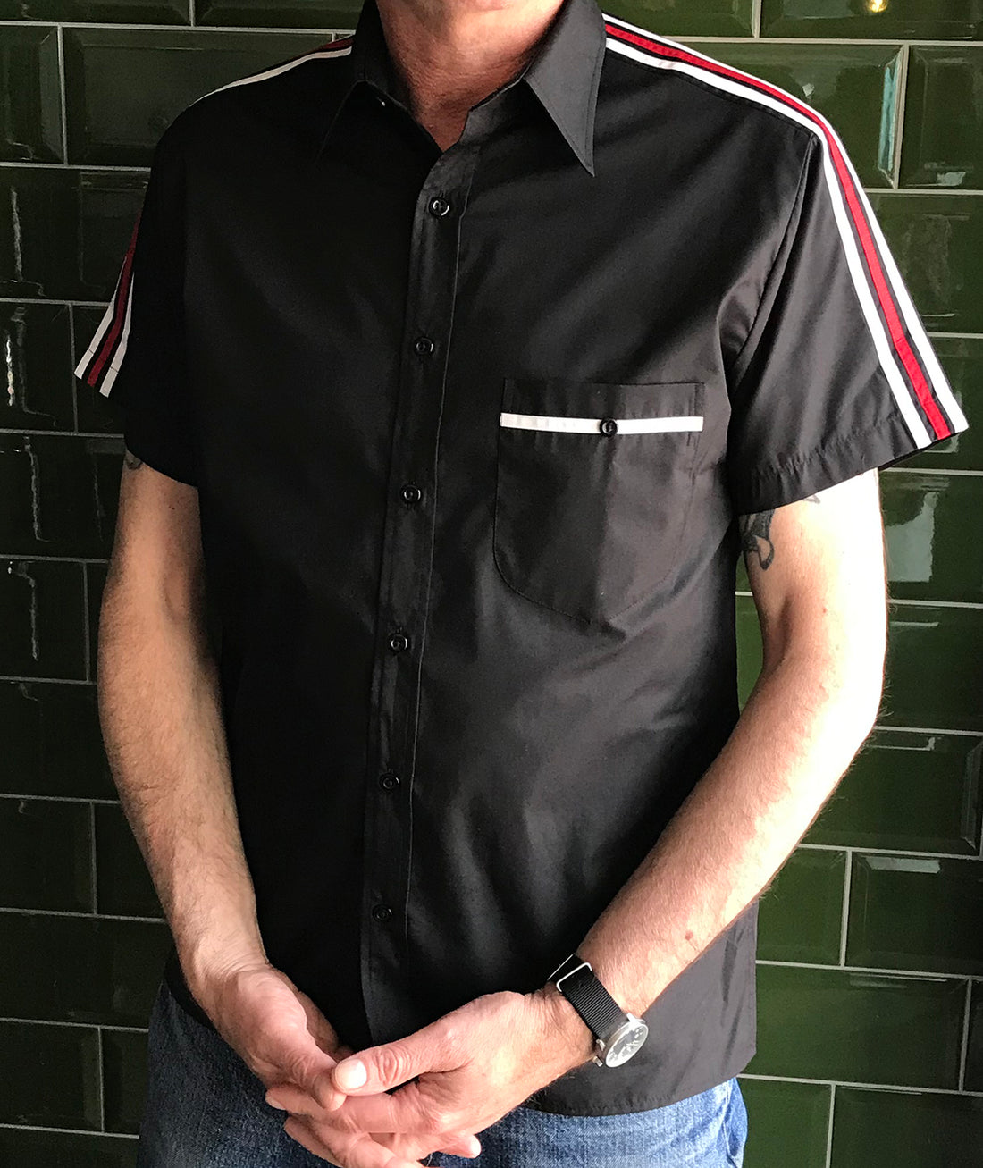 Getz Short Sleeve - Black Poplin