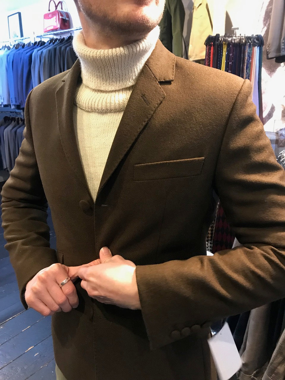 Three Button Suit - Conker Brown Lambswool