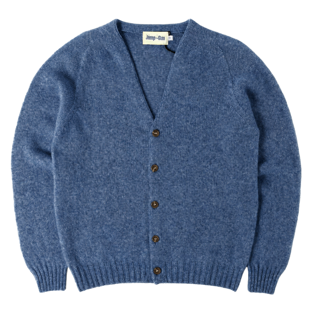 Shetland Wool Seamless Cardigan - Brushed Denim Blue