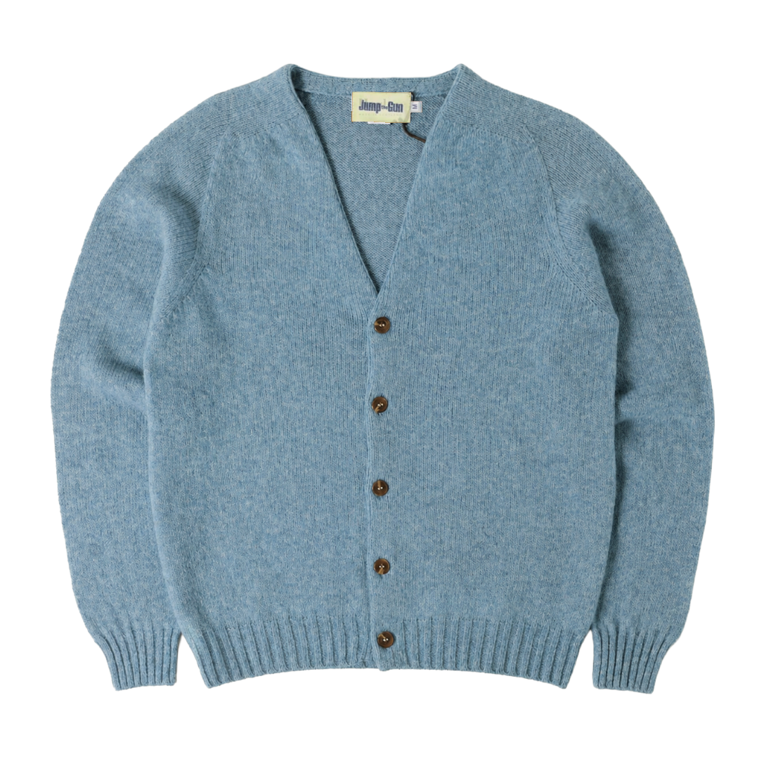 Shetland Wool Seamless Cardigan - French Horizon Blue