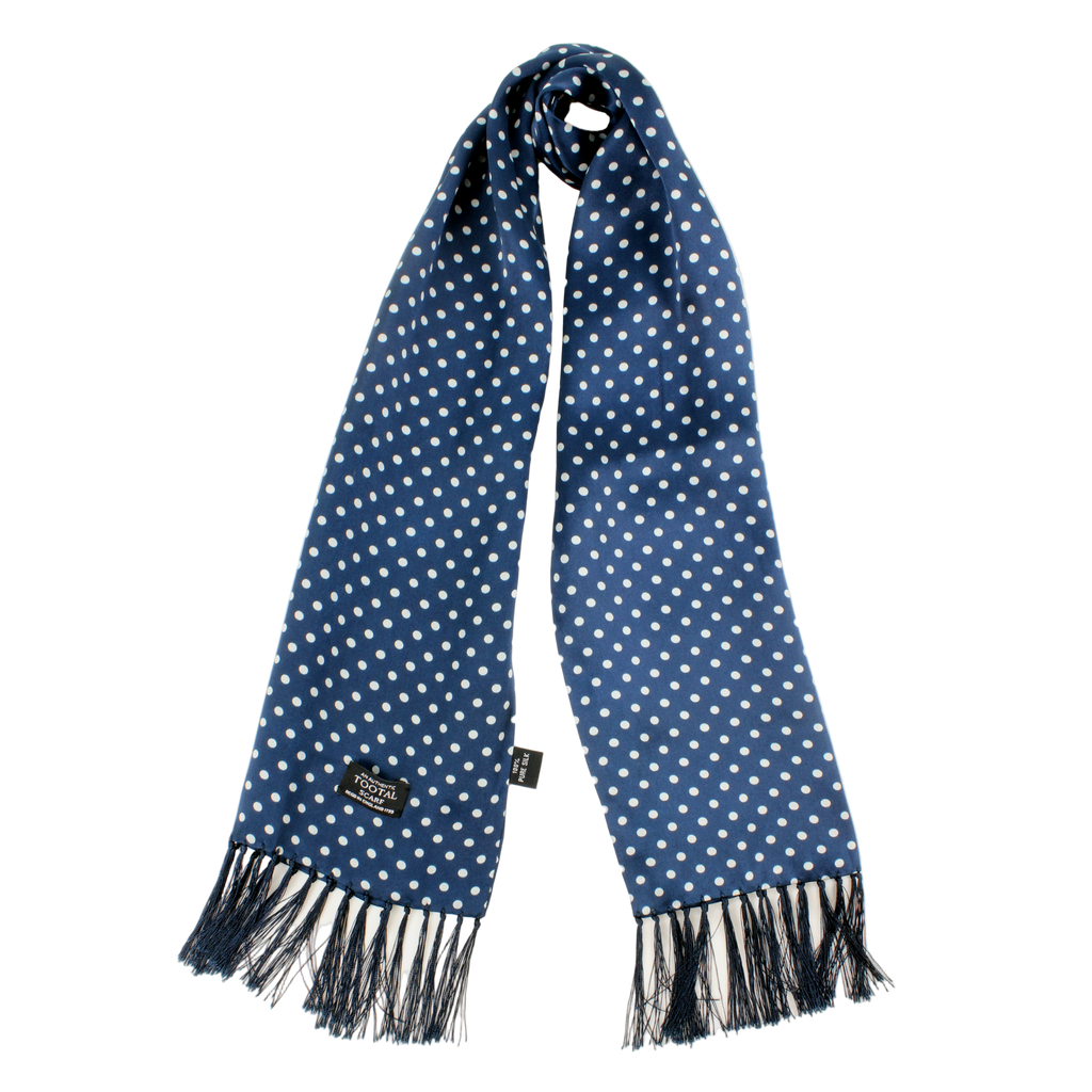 Tootal Silk Scarf - Navy Polka – Jump The Gun