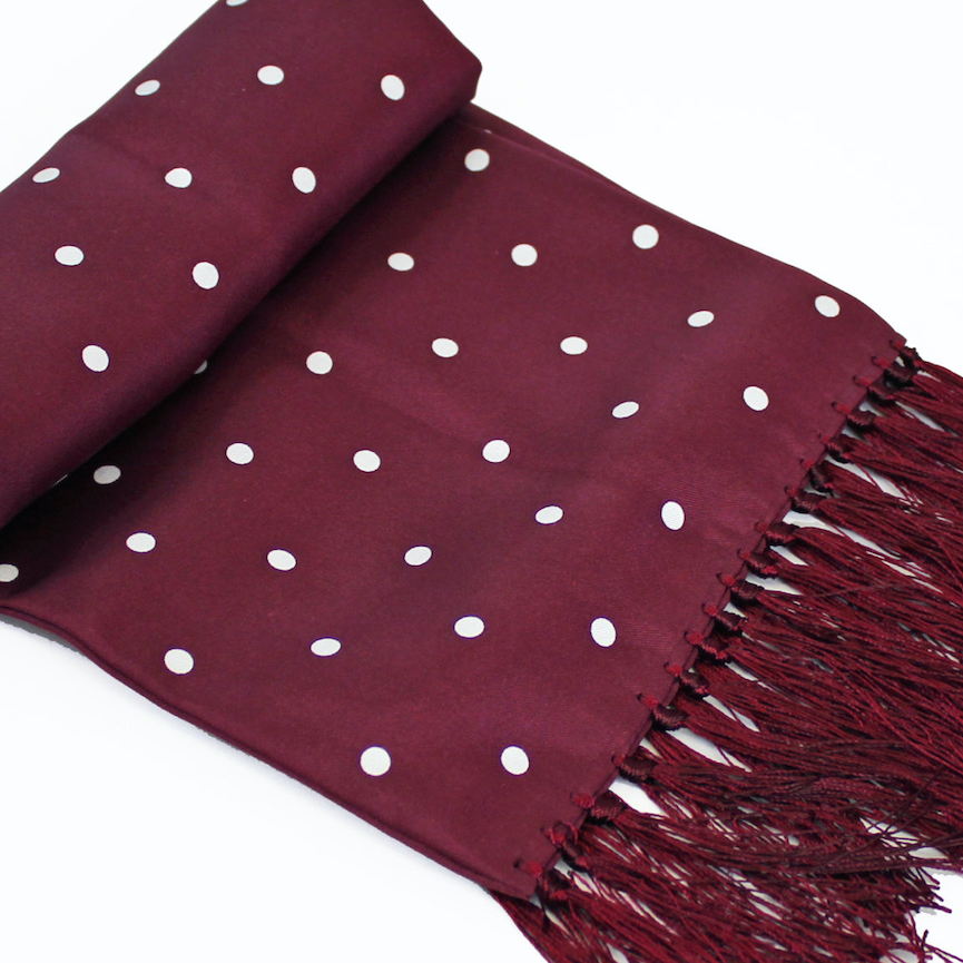 Knightsbridge Silk Scarf - Burgundy Big Polka