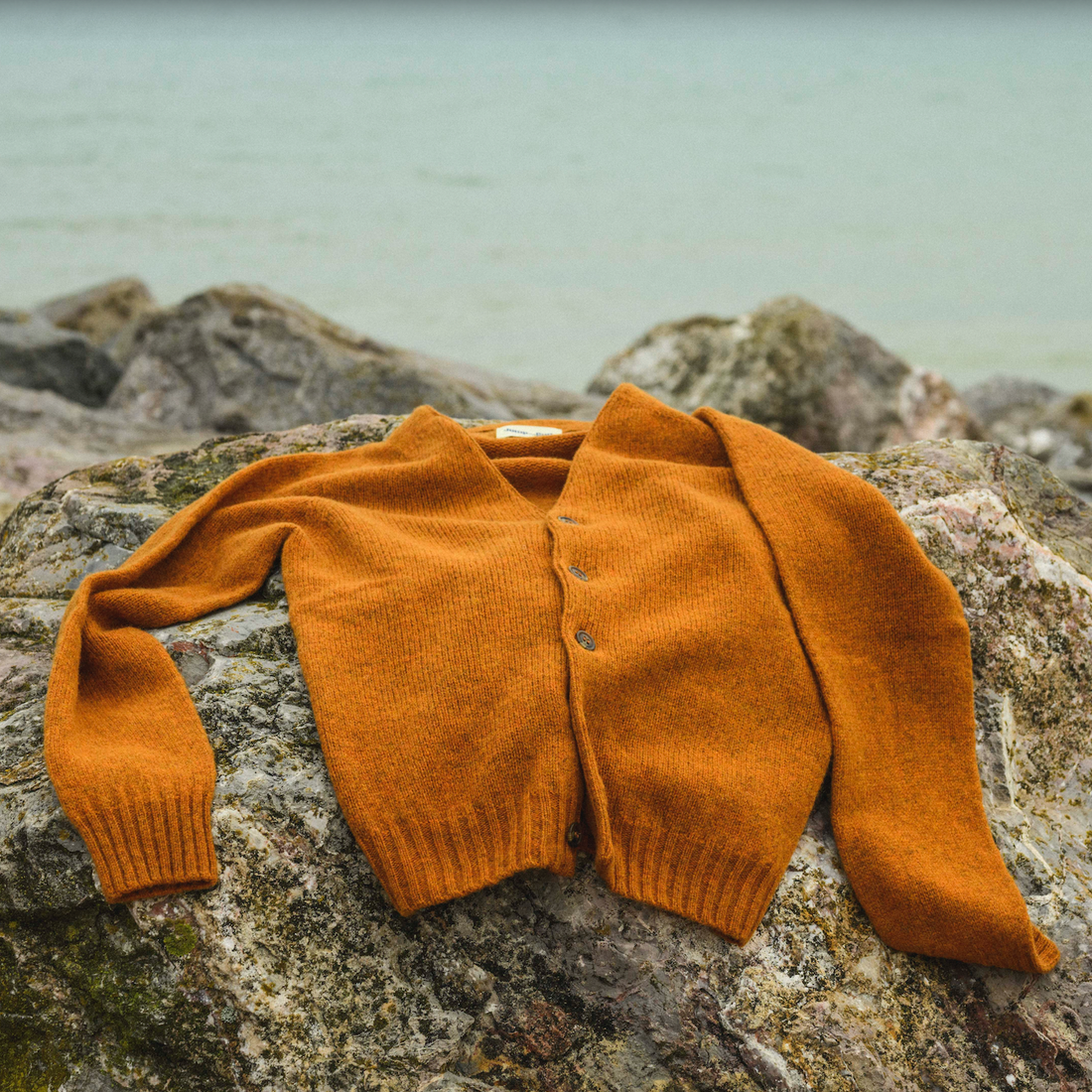 Shetland Wool Seamless Cardigan - Amber