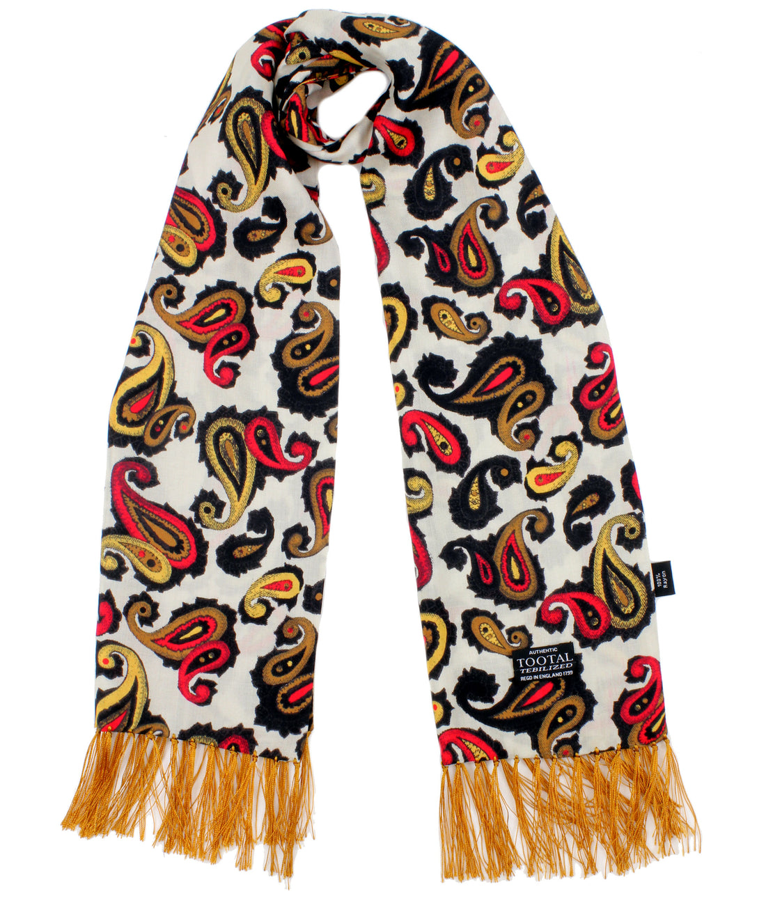 Tootal Rayon Scarf - Gold/Red Paisley