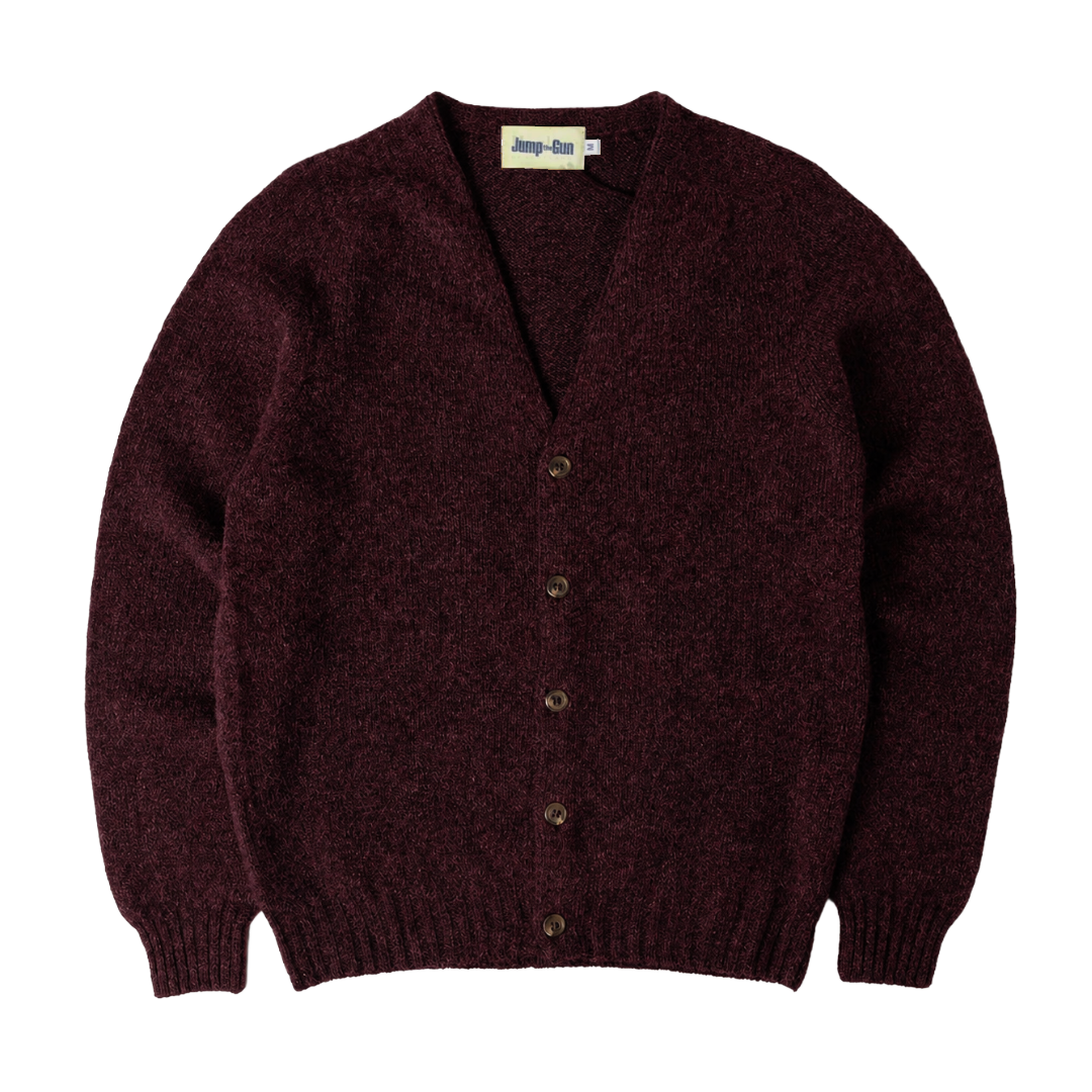 Shetland Wool Seamless Cardigan - Dark Claret