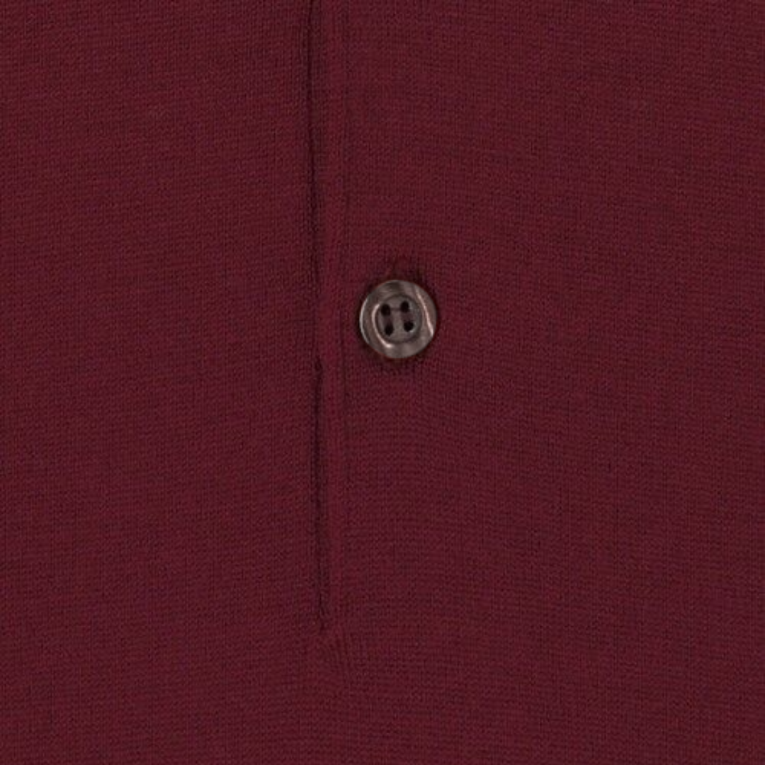 Merino Long Sleeve Polo - Claret