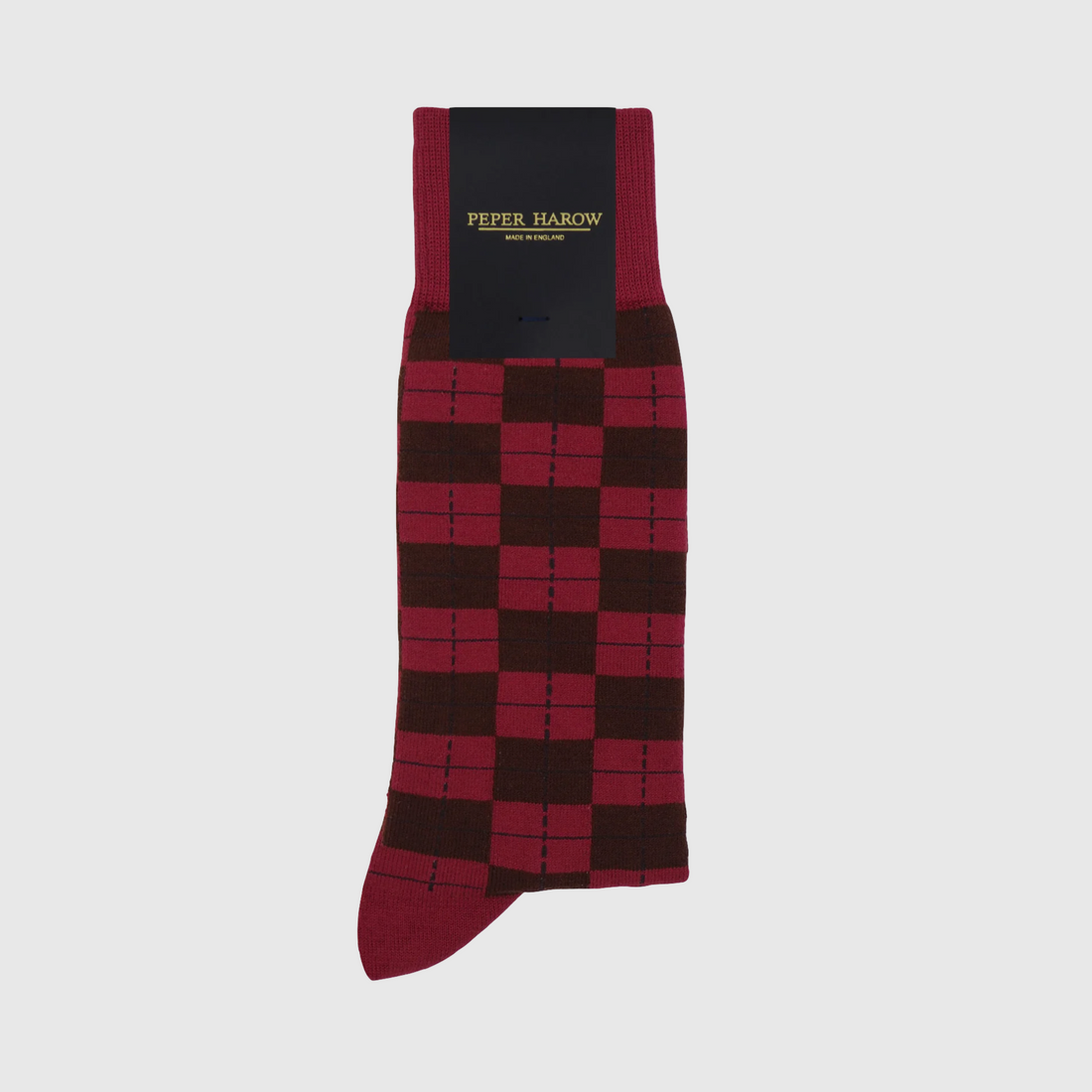 Peper Harow Sock - Checkmate Burgundy