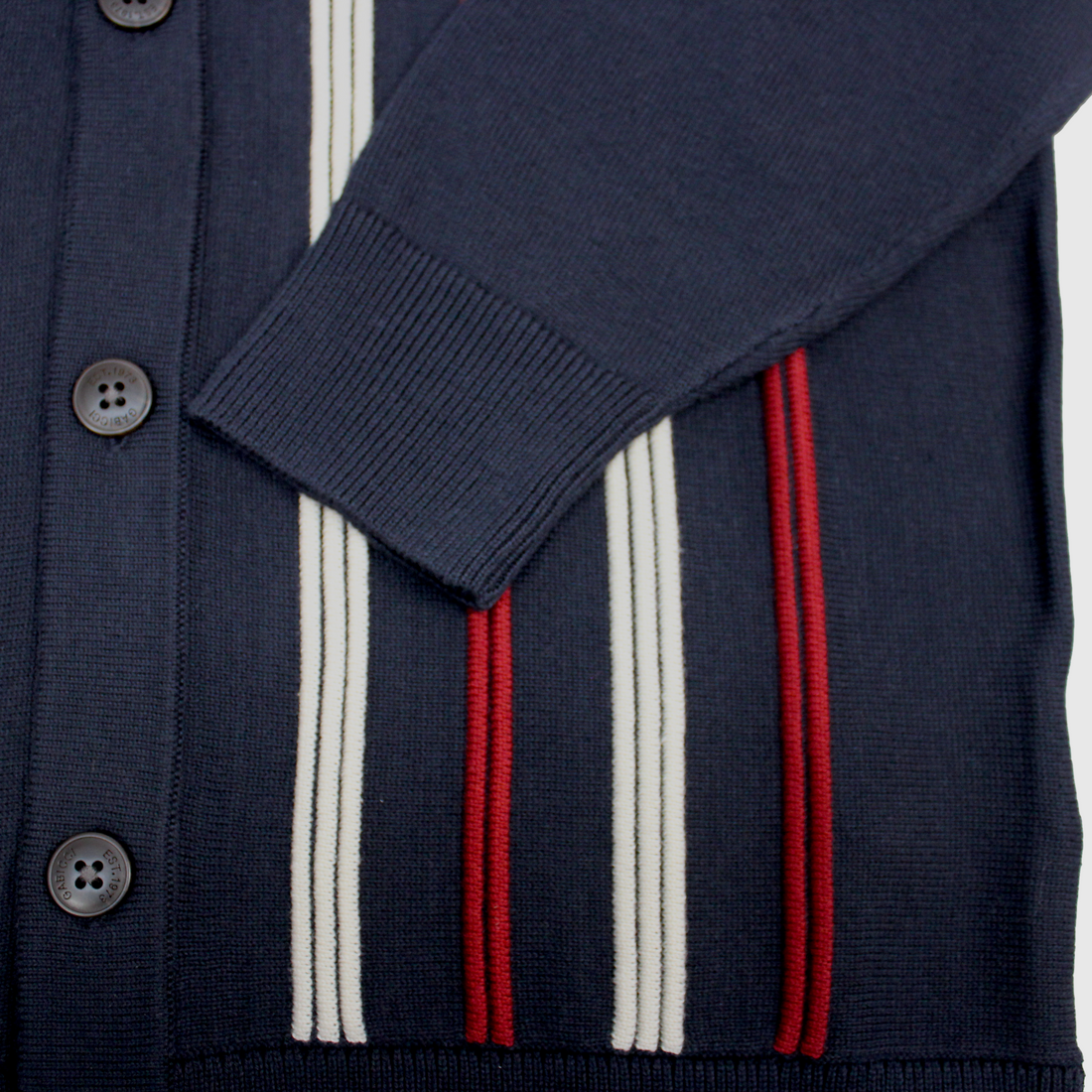 JTG By Gabicci L/S Polo - Navy Stripes