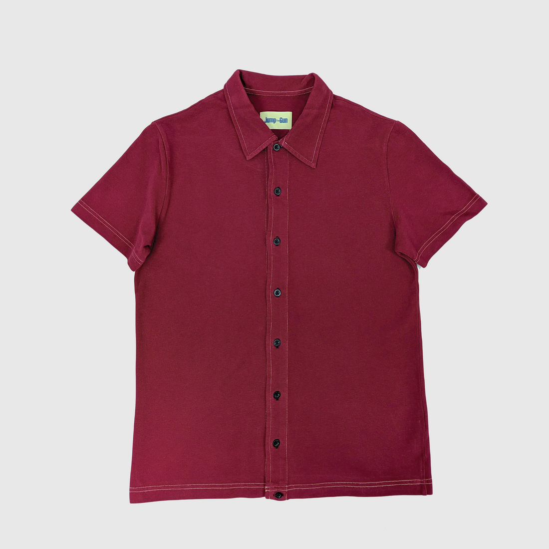 Naples Button-Through Polo - Burgundy