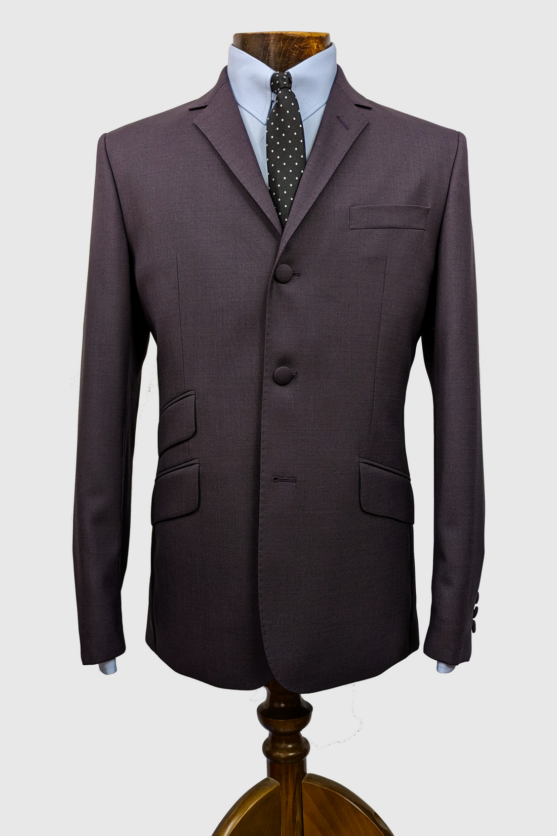 Three Button Suit - Deep Mauve Superfine Wool