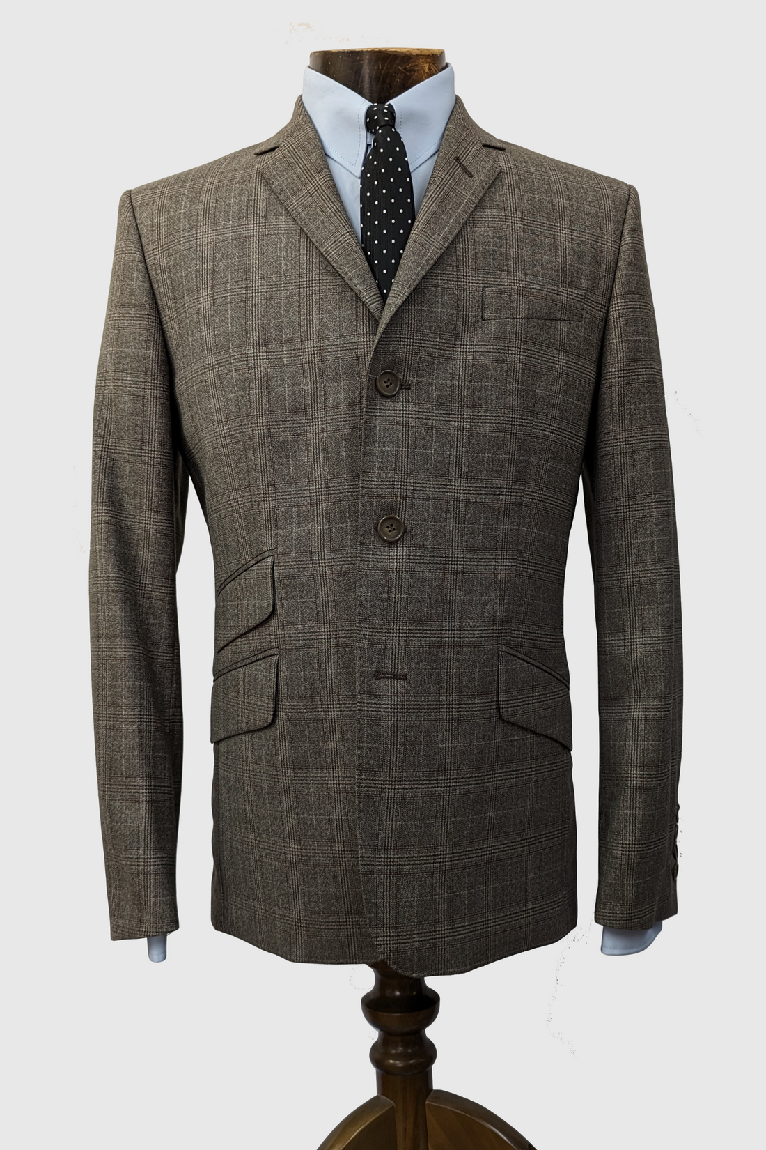 Three Button Suit - Brown/Tan/Burgundy Check