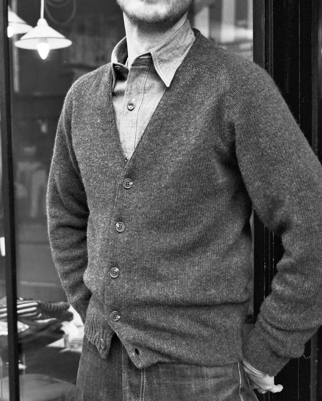 Shetland Wool Seamless Cardigan - Dark Claret