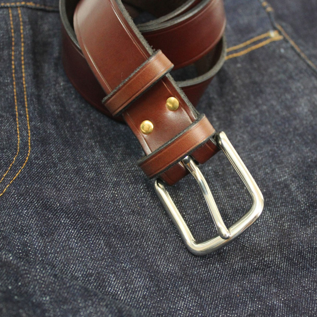 Wide Belt - Brown Full Grain Leather