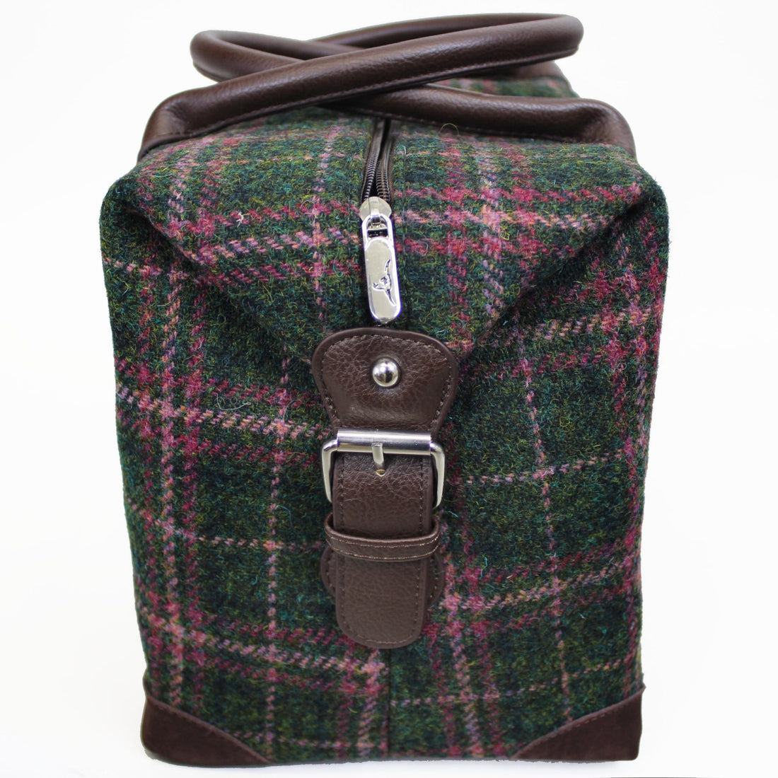 Glen Appin Harris Tweed Overnight Bag - Green/Heather Check