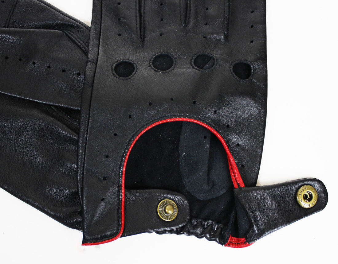 Dents Leather Driving Gloves - Black/Berry