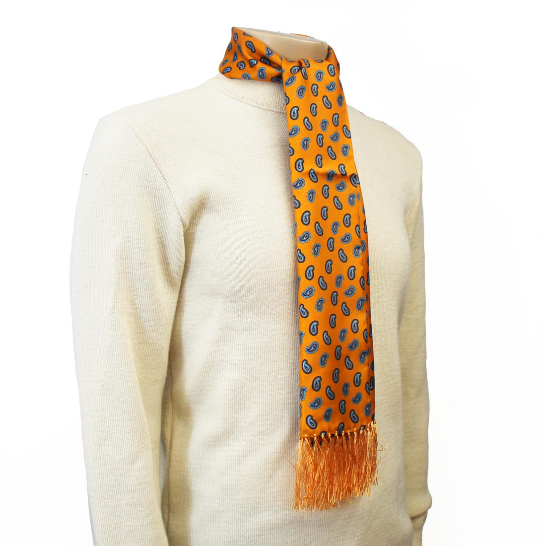 Knightsbridge Silk Scarf - Mustard/Sky Paisley