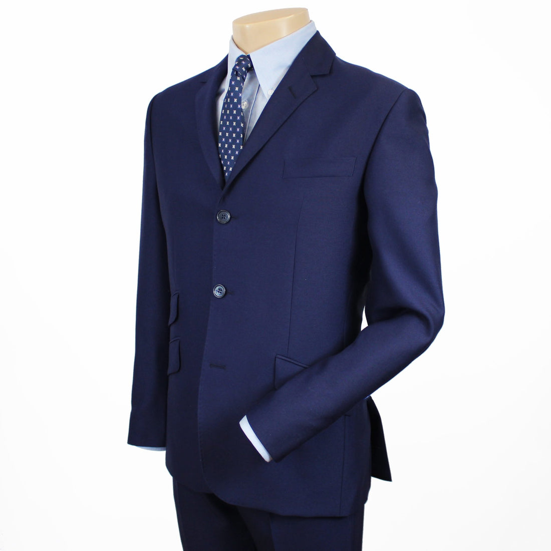 Three Button Suit - Navy Superfine Wool