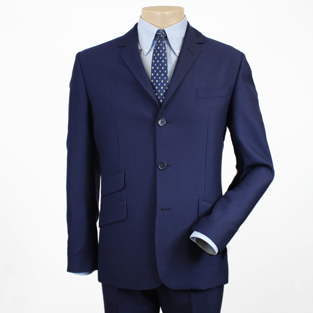 Three Button Suit - Navy Superfine Wool