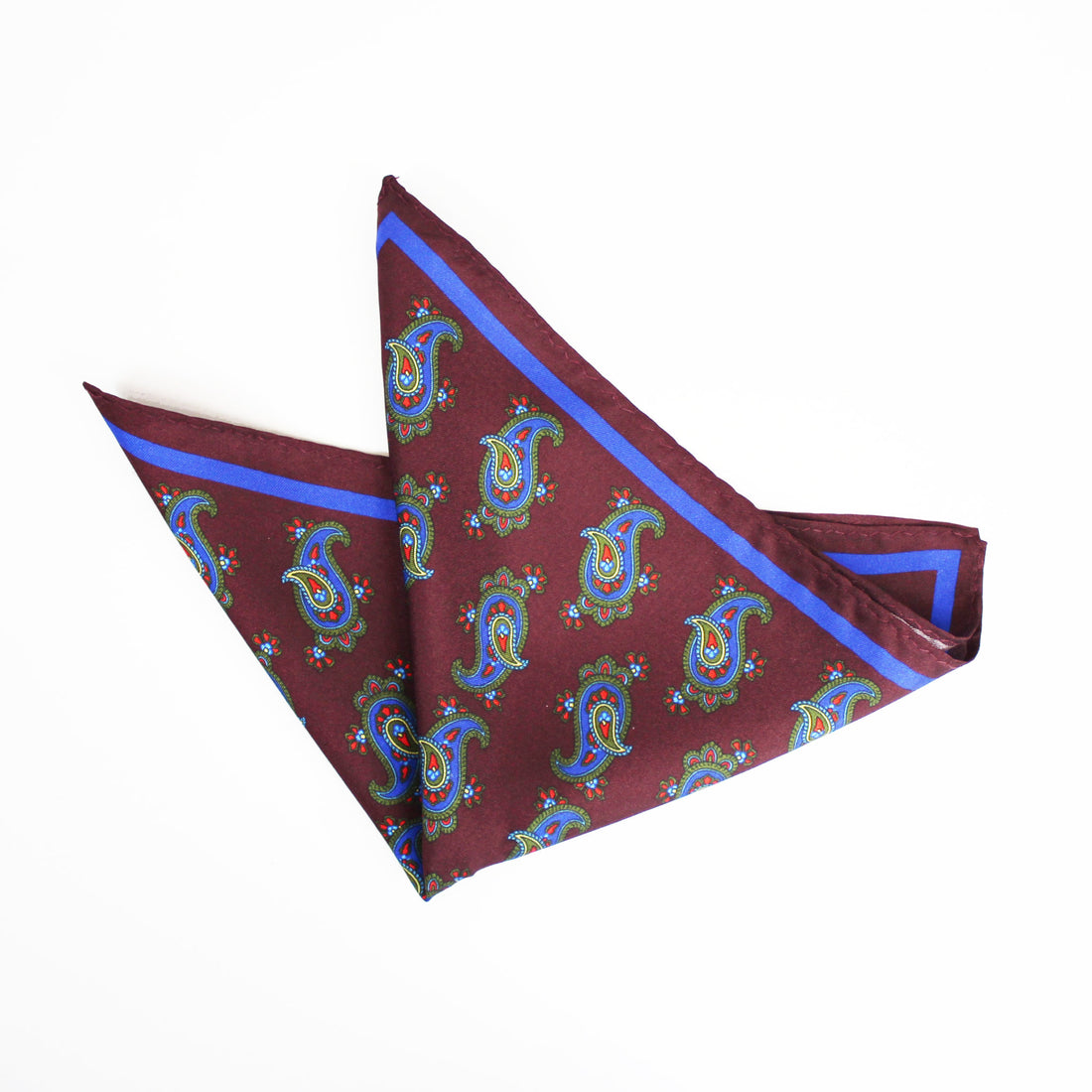 Knightsbridge Silk Pocket Square - Burgundy Paisley