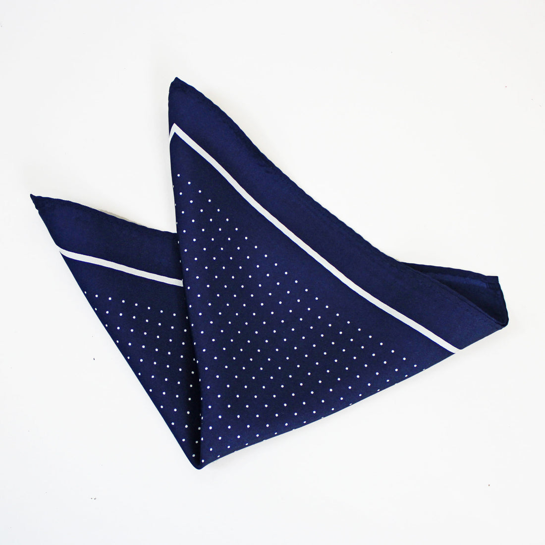 Knightsbridge Silk Pocket Square - Navy Pin Dot