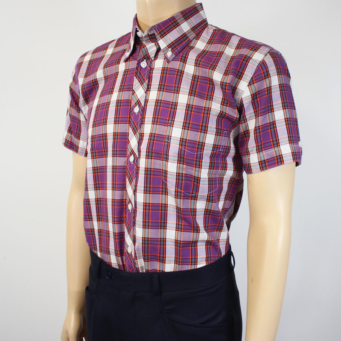 Purple Bright Check S/S 057