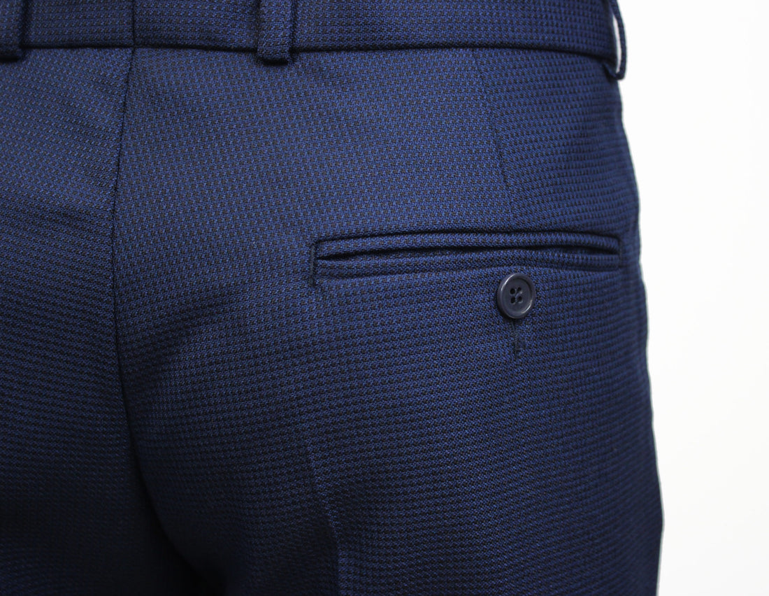 Sta Prest Trousers - Navy Birdseye