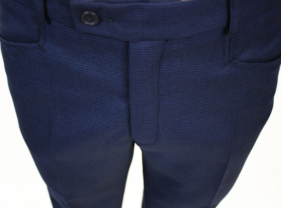 Sta Prest Trousers - Navy Birdseye