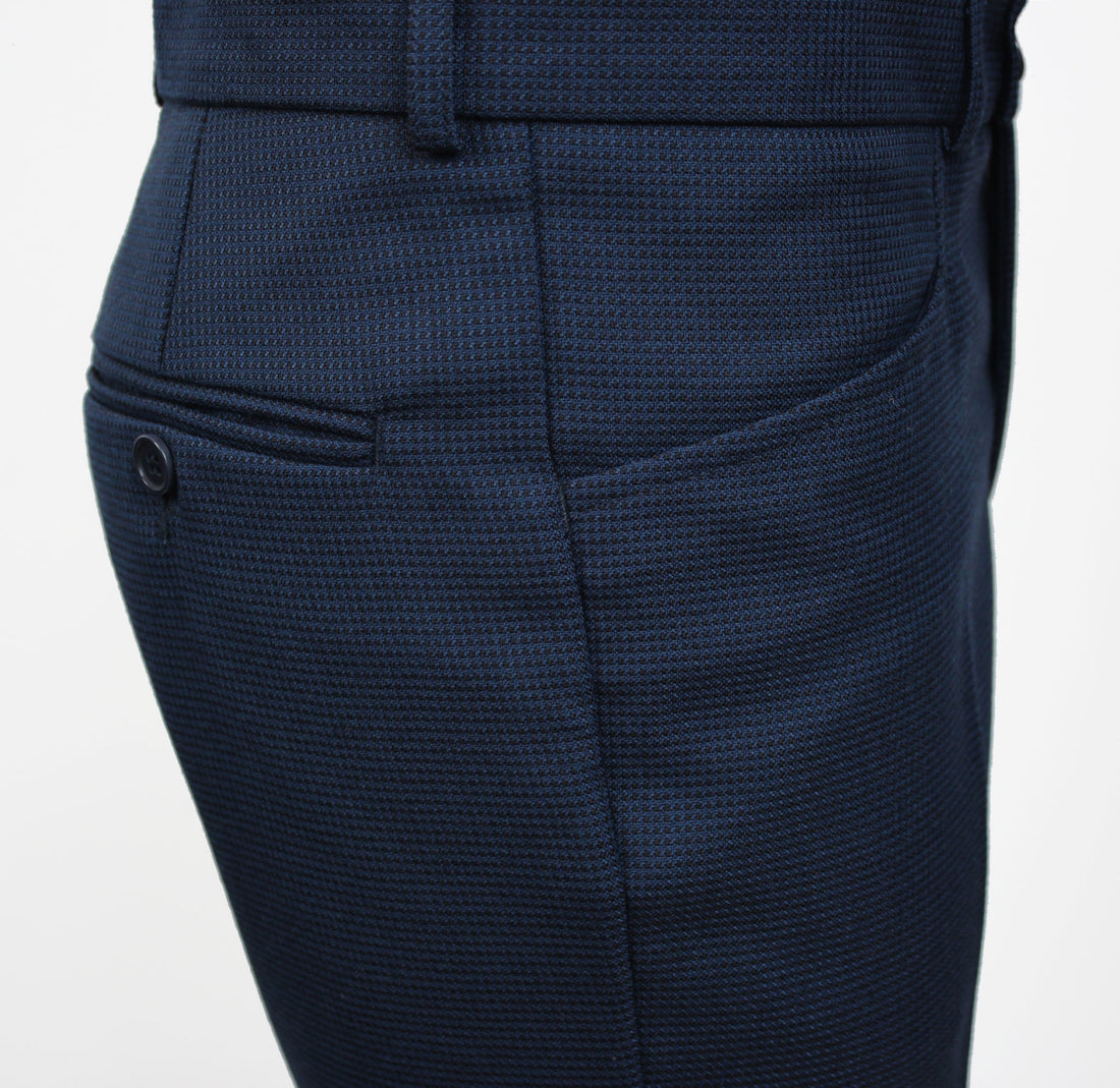 Sta Prest Trousers - Navy Birdseye