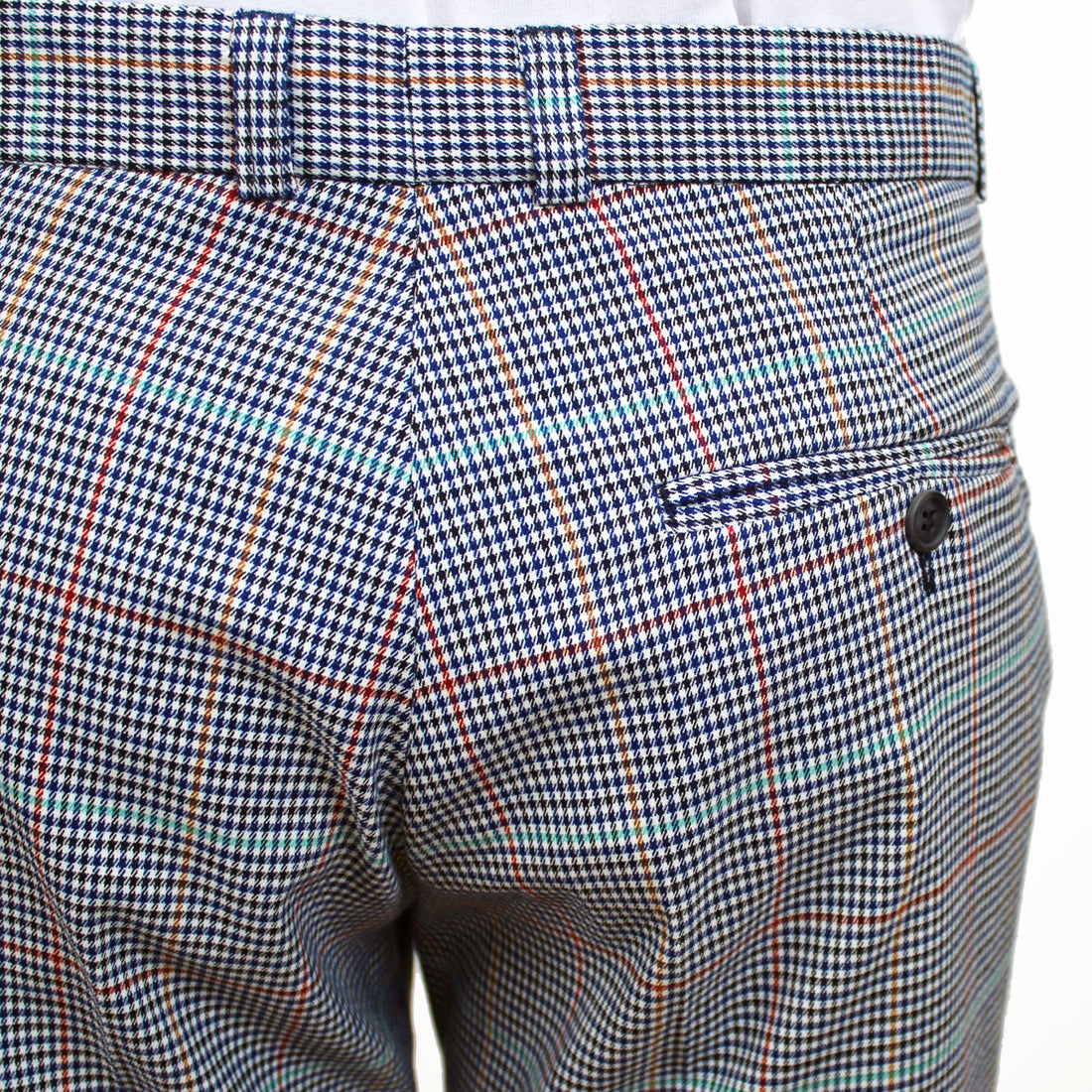 Sta Prest Trousers - Blue Multi Check/Red over