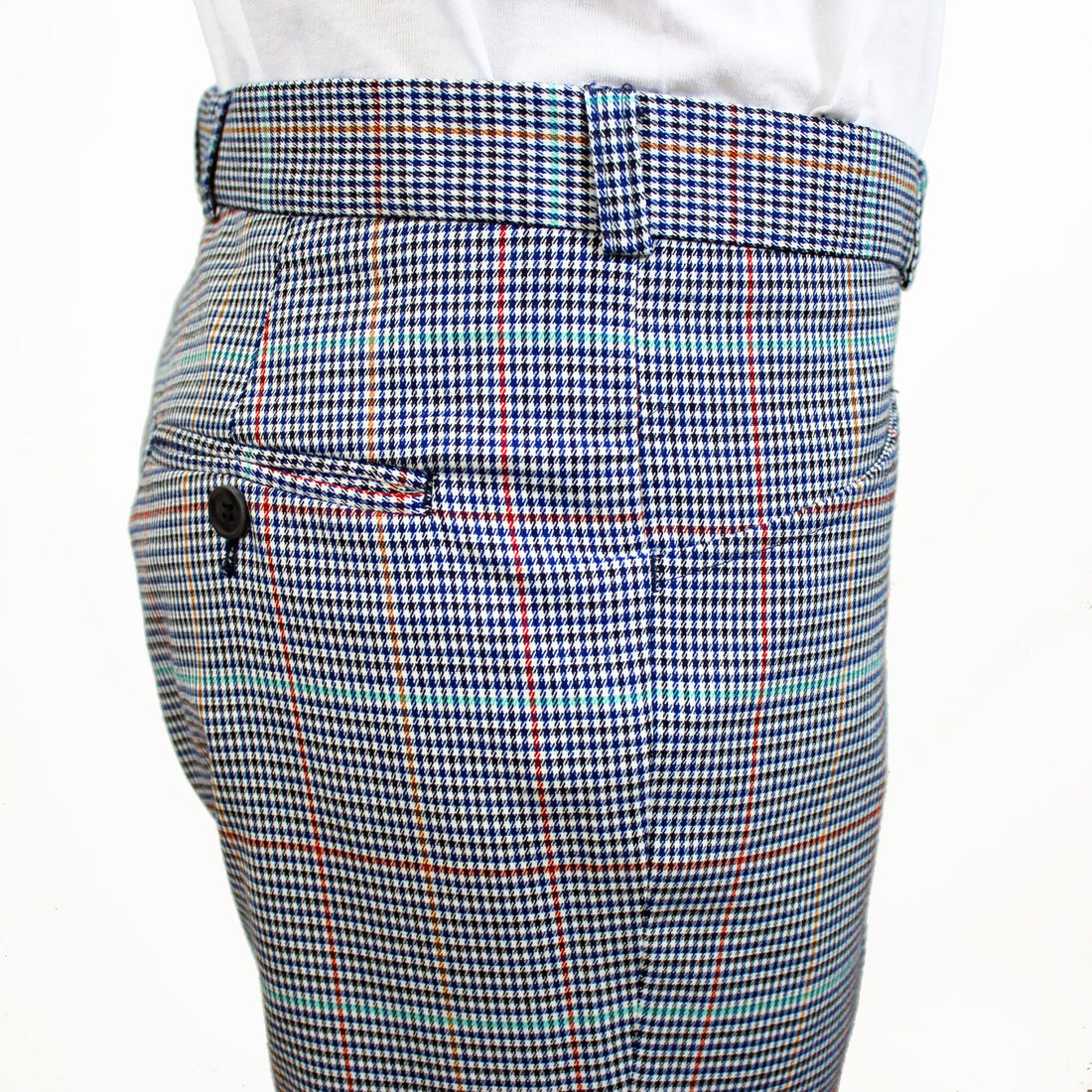 Sta Prest Trousers - Blue Multi Check/Red over