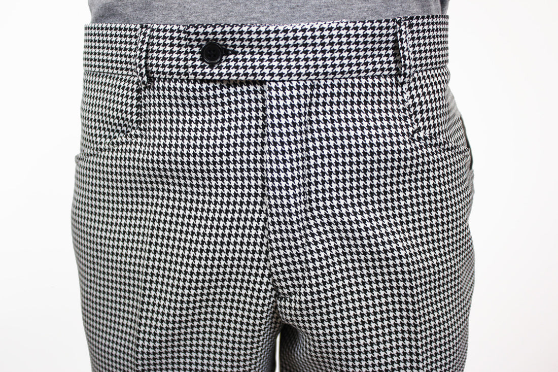 Sta Prest Trousers - Black/White Dogtooth