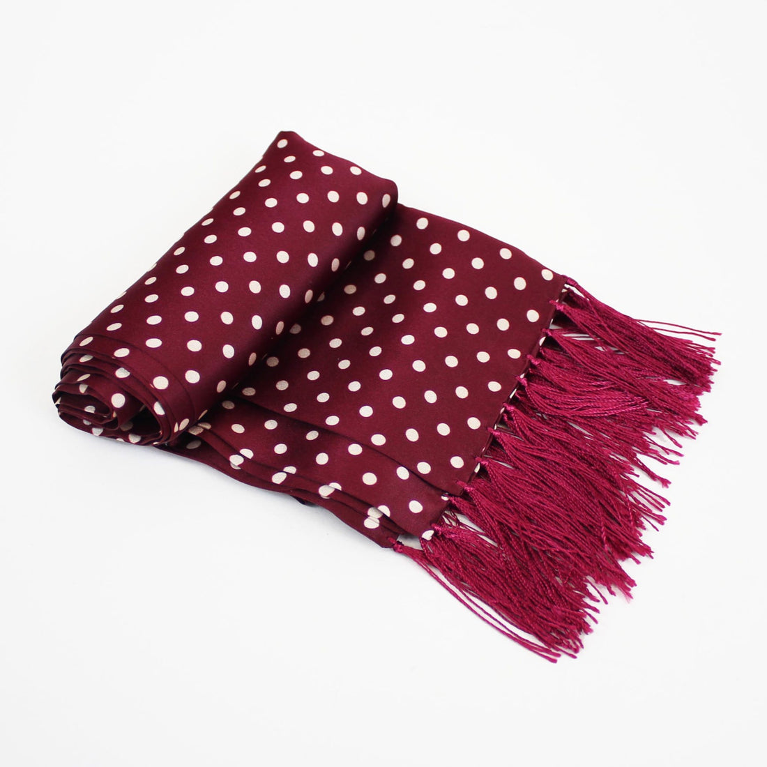 Tootal Silk Scarf - Burgundy Polka