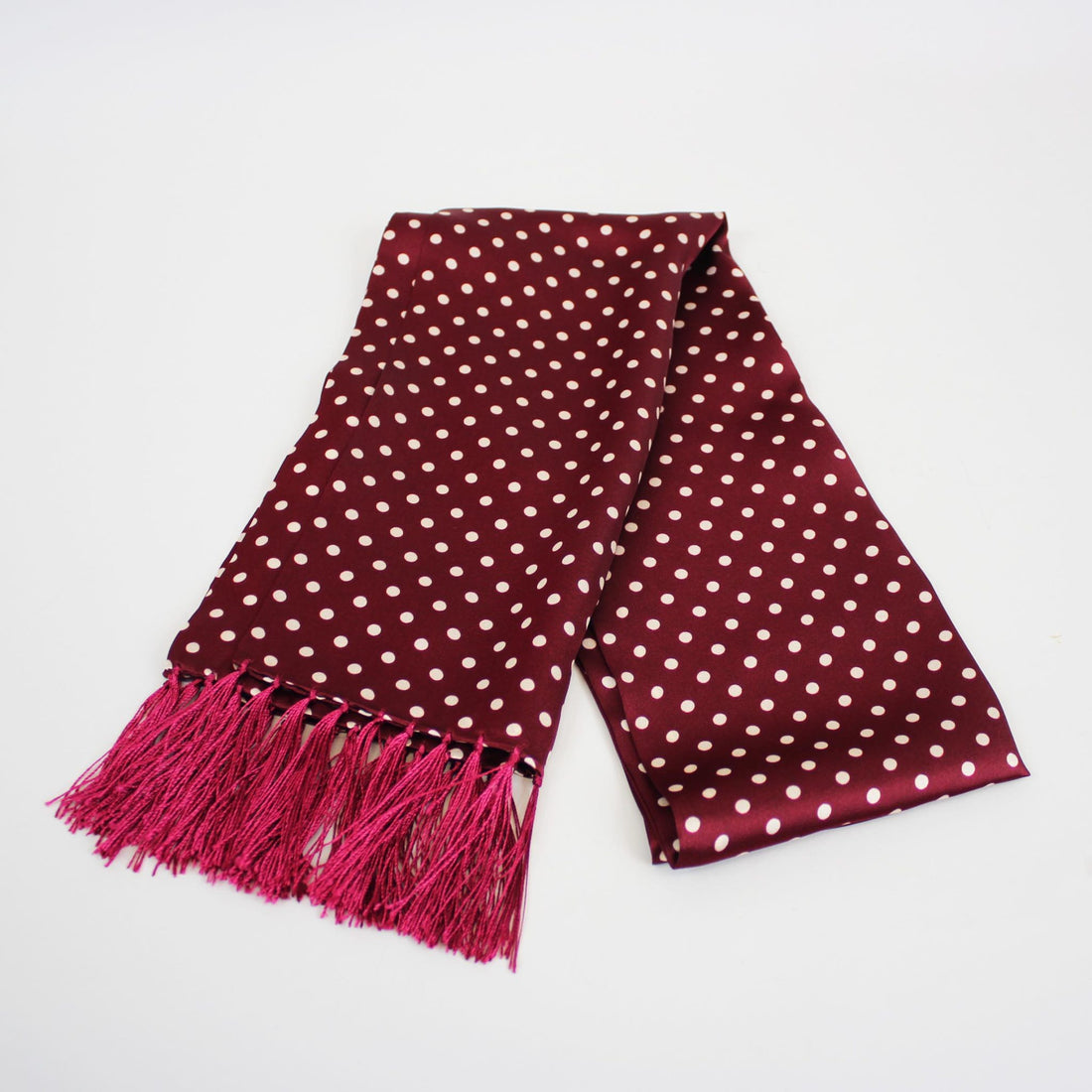 Tootal Silk Scarf - Burgundy Polka